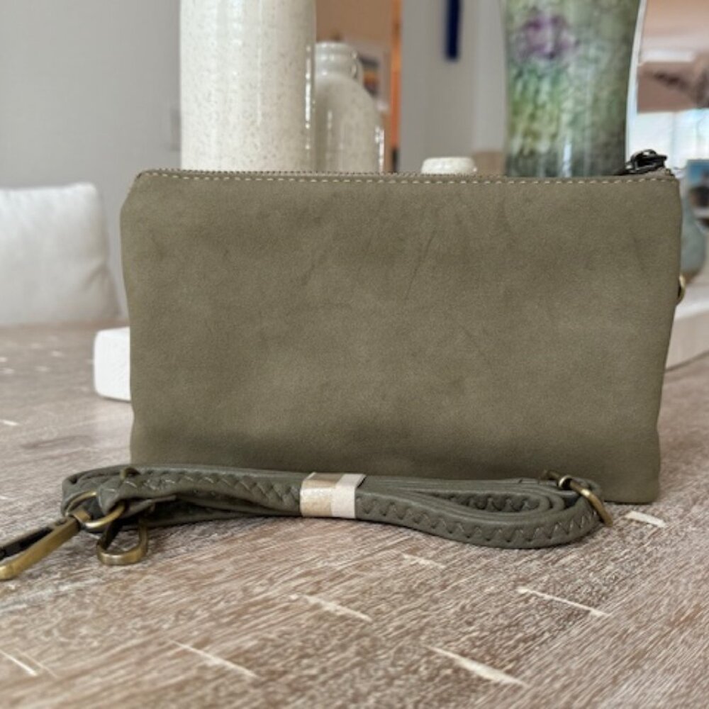 Riley Vegan Crossbody - Suede Olive